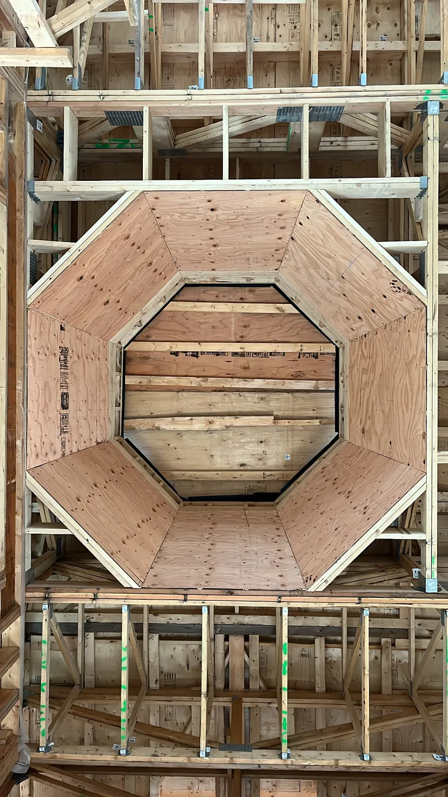 Octagonal ceiling framing